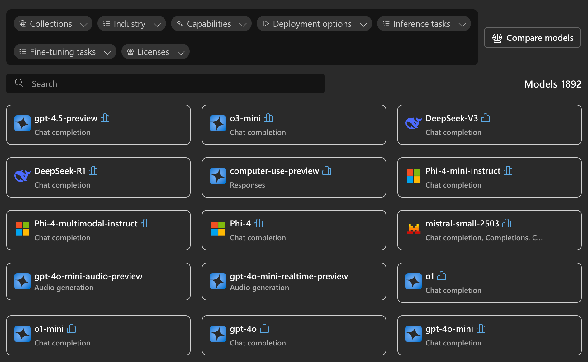 Azure AI Foundry Model catalogue