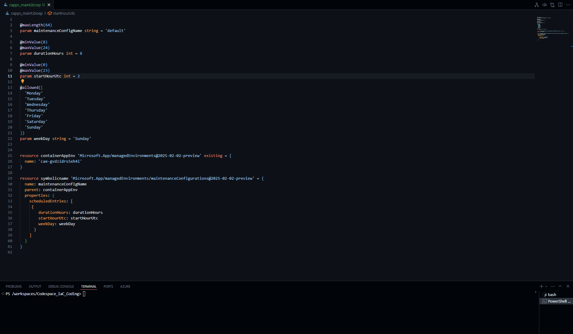 Container Apps maintenanceConfigurations